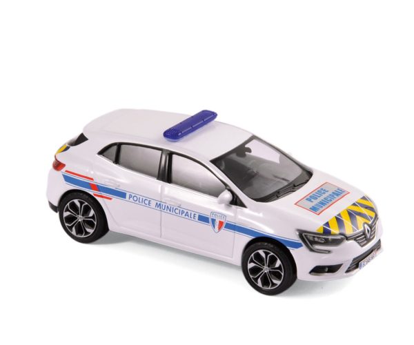 Renault Megane 2016 Police Municipale Bleu&Bande Jaune 1/43