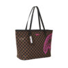 Pink Drip Brown Check Tote Bag – Image 2