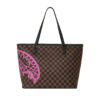 Pink Drip Brown Check Tote Bag – Image 3