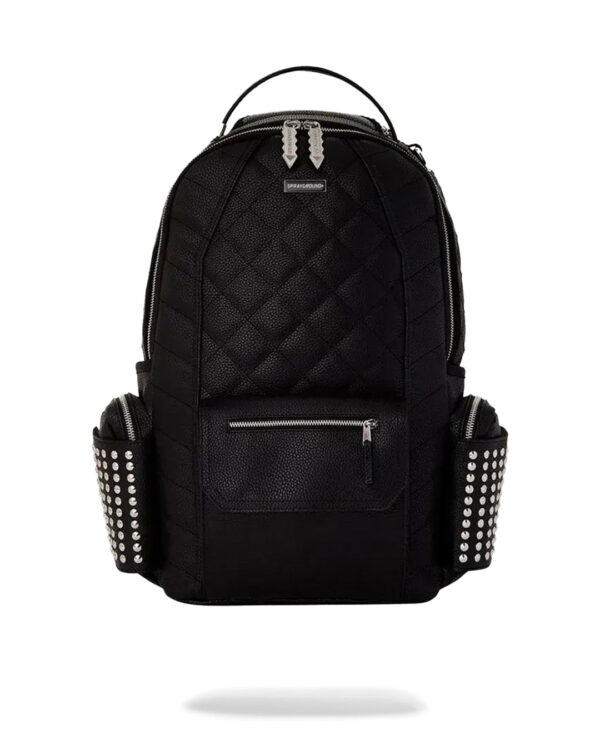 Black Biker Quilt Cargo Backpack