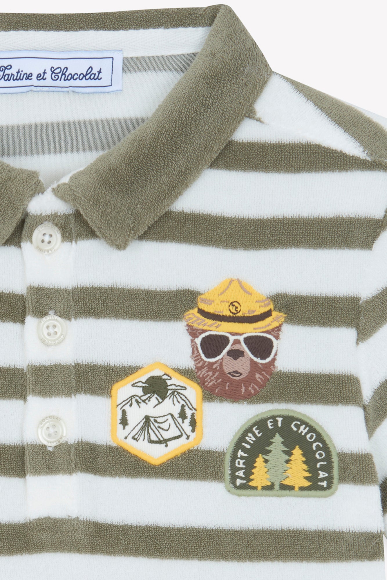 Polo - Vert fougère rayé maille éponge – Image 6