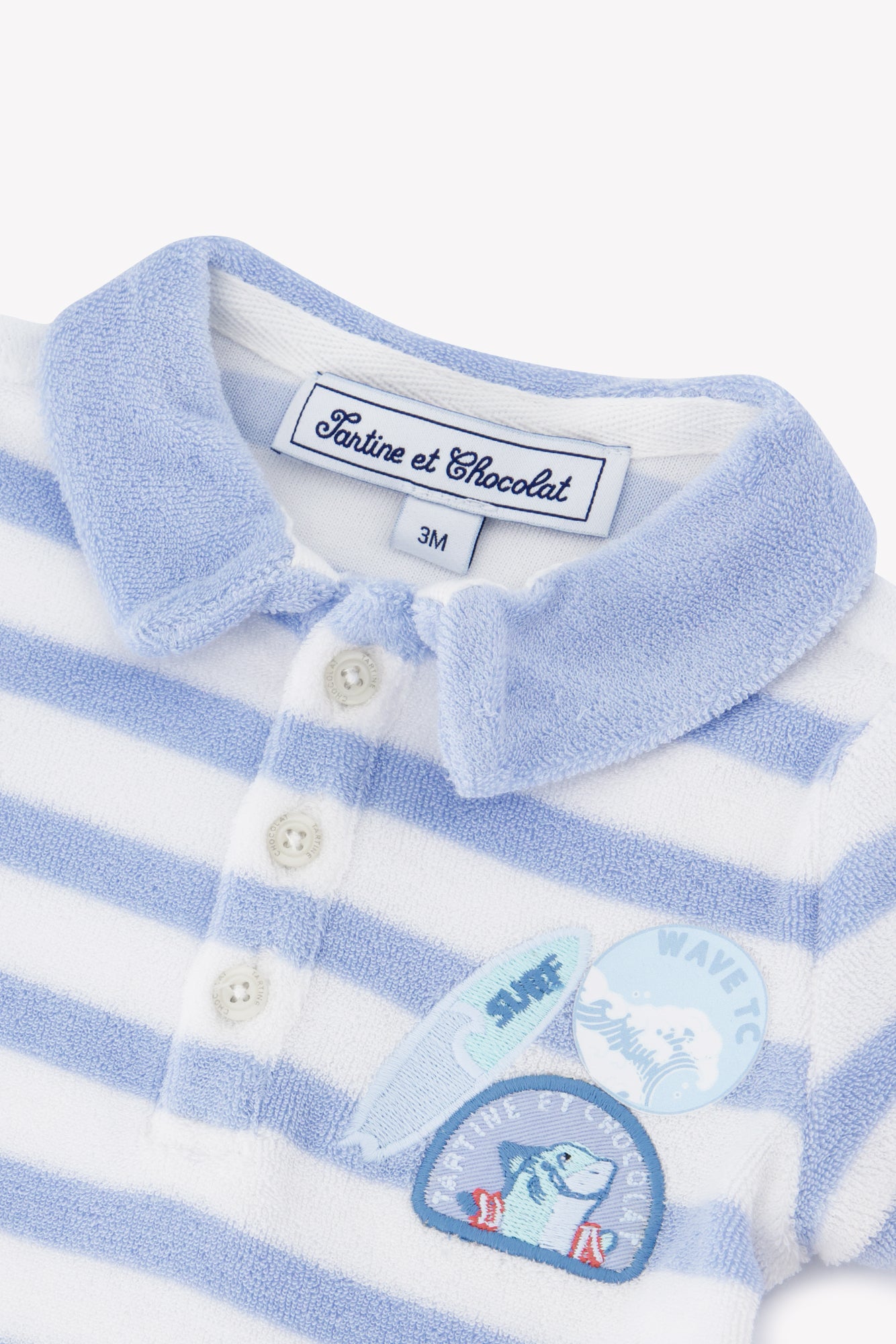 Polo - Bleu lavé rayé maille éponge – Image 6