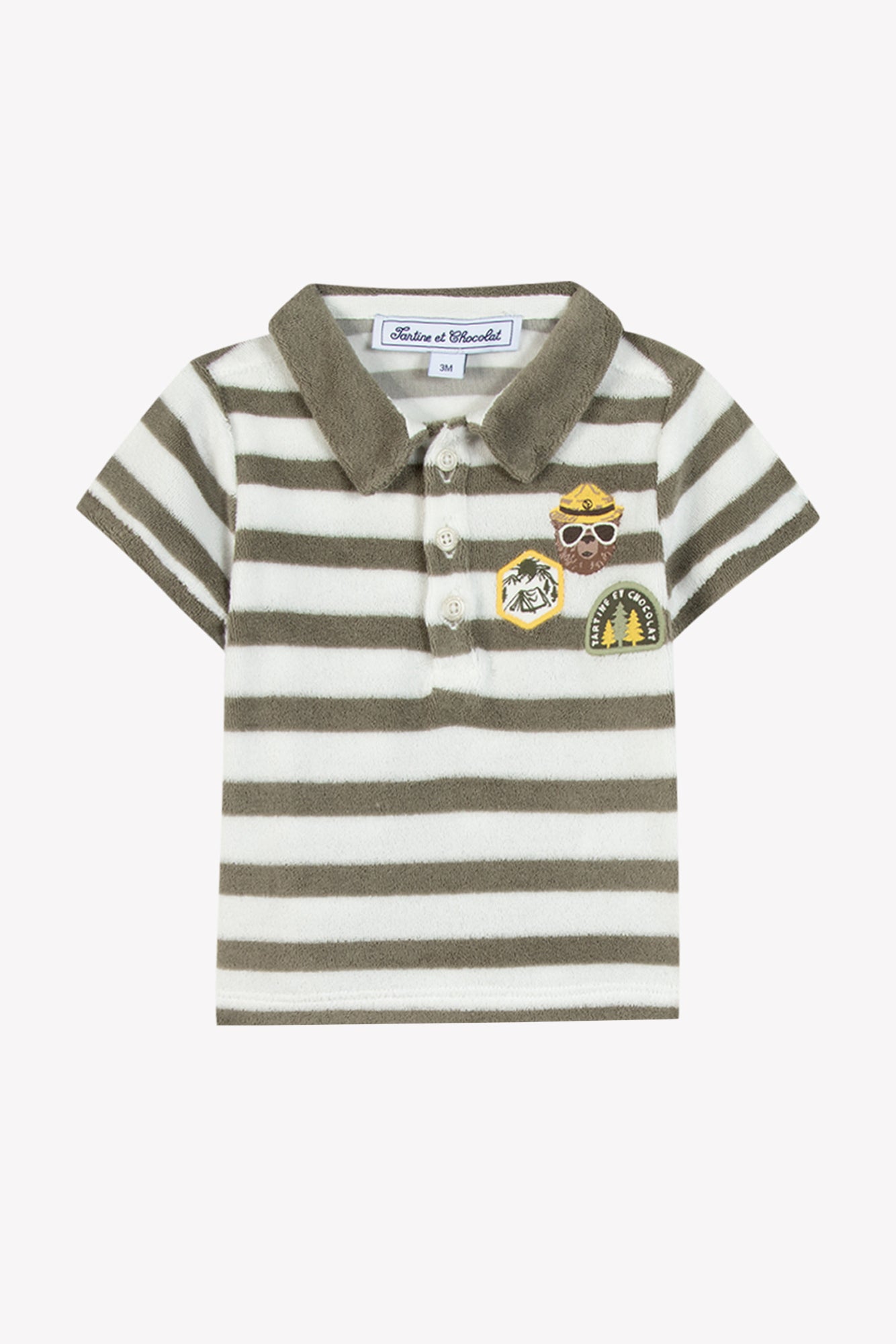 Polo - Vert fougère rayé maille éponge – Image 4