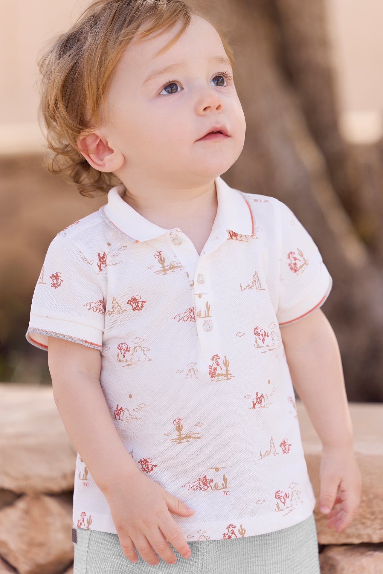 Polo - écru illustration cowboy