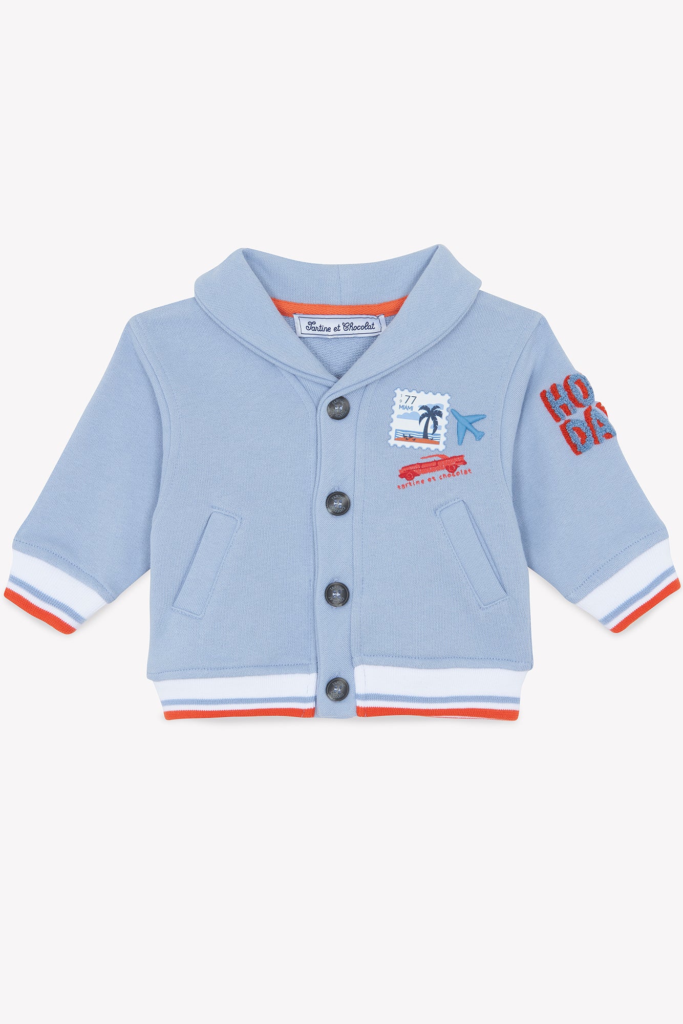 Gilet - Bleu grisé col châle – Image 4