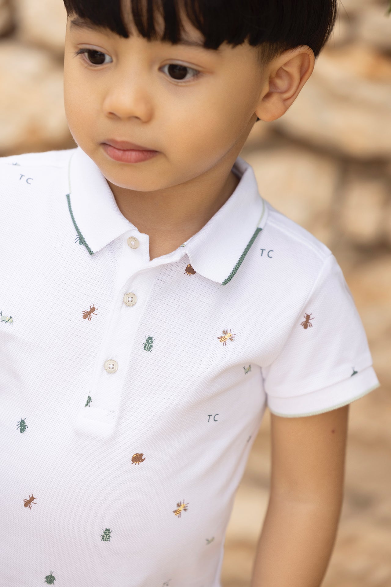 Polo - Vert d'eau motifs insectes